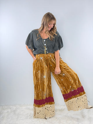 Velvet Gold Mustard Pantaloons Bloomer with Stars by Rare Bird