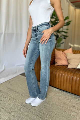 Judy Blue Full Size Medium Rise Bootcut Jeans - White Lily Boutique