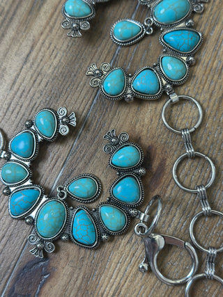 Turquoise Cabochon Horseshoe Conch Belt Adjustable Western Statement Belt