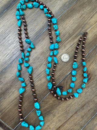 Chunky Turquoise Long Layering Wrap Necklace