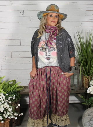 Jaded Gypsy Golden Melody Top Charcoal