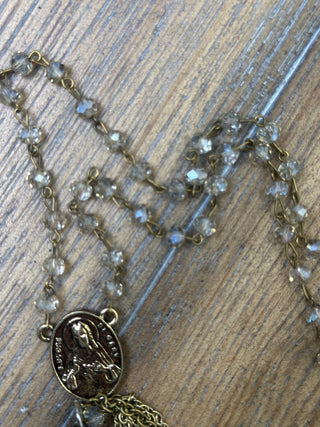 Mixed Media Rosary and Cross Necklace by Jaded Gypsy
