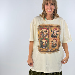 Four Christmas Cows Jeweled Graphic Tee