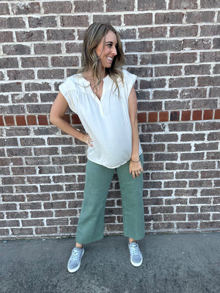Satin Woven Cap Sleeve Top