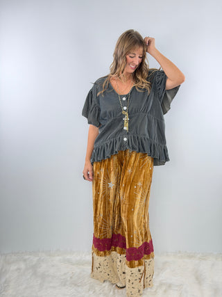 Velvet Gold Mustard Pantaloons Bloomer with Stars by Rare Bird