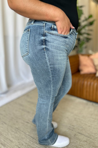 Judy Blue Full Size Medium Rise Bootcut Jeans - White Lily Boutique