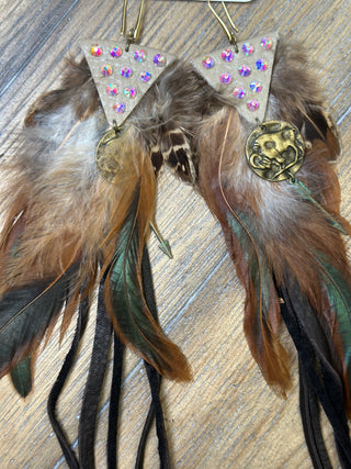 Feather and Leather Fringe Western Earrings by Jaded Gypsy