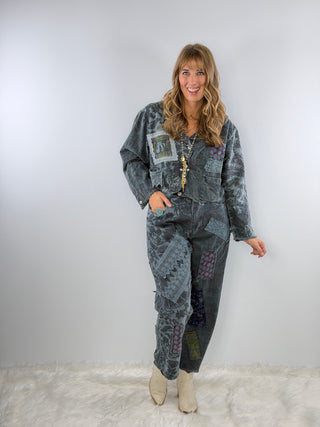 Painted Clover Jacket – Vintage Emerald Artisan Cotton Outerwear by Jaded Gypsy