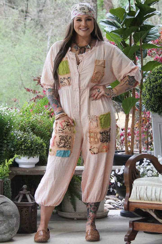 Jaded Gypsy Prairie Ember Patchwork Cotton Jumpsuit