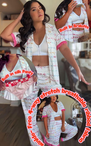 Jady K Pajama Sets in Love and Happy Face - White Lily Boutique