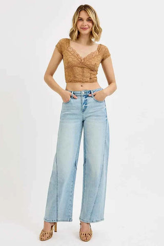 RISEN Full Size Mid Rise Fit Barrel Jeans Plus Size