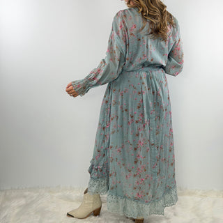 Whispering Blooms Artisanal Cotton Duster in Sky by Jaded Gypsy