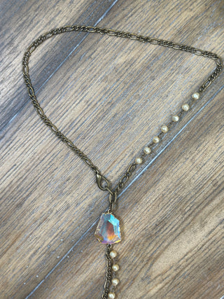 Mixed Metal and Pearl Lariat Necklace by Jaded Gypsy
