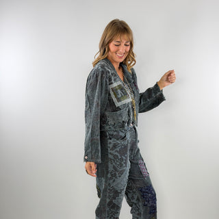 Painted Clover Jacket – Vintage Emerald Artisan Cotton Outerwear by Jaded Gypsy