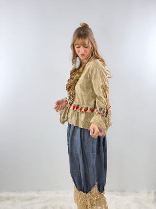 House of Jaded Gypsy Honey Bloom Top in Moss