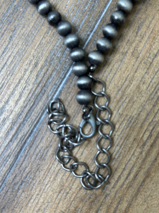 Horseshoe Medallion Squash Blossom Necklace with Navajo Pearls