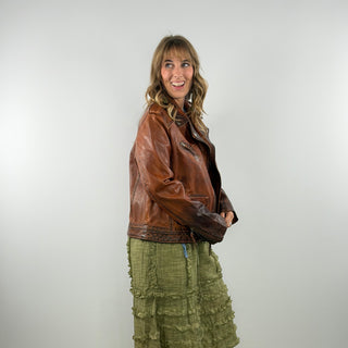 Zip Front Brown Leather Jacket by Scully Leather