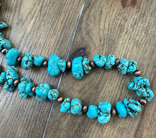 Chunky Turquoise Long Layering Wrap Necklace