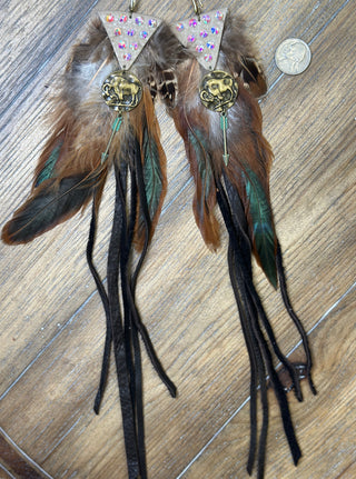 Feather and Leather Fringe Western Earrings by Jaded Gypsy