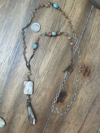 Handcrafted Amazonite Crystal Quartz Drop Wrap Necklace | One of a Kind USA