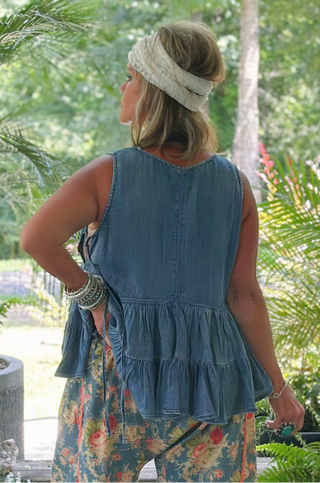 Jaded Gypsy Ruffled About Tank | Boho Tiered Cotton Peplum Top