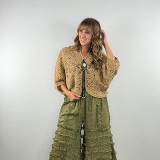 Jaded Gypsy Golden Melody Top in Oatmeal