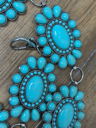 Turquoise Oval Conch Belt Adjustable Western Statement Belt