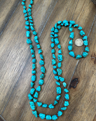 Chunky Turquoise Long Layering Wrap Necklace