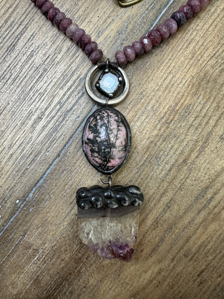 Jaded Gypsy Lilac Purple Geode and Natural Stone Bead Statement Necklace
