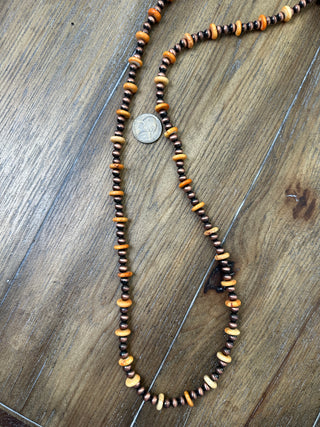 Coral Navajo Beaded Necklace in Copper