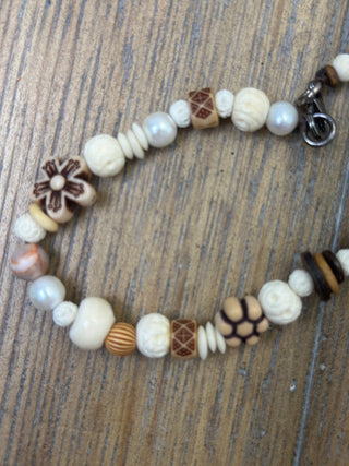 Navajo Leather Medallion Amulet and Beaded Necklace