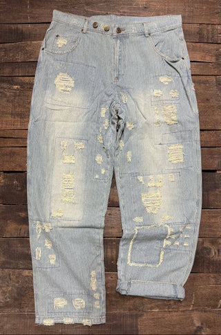 Peace and Love Jeans - Blue Railroad Stripe by Jaded Gypsy