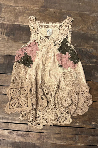 Jaded Gypsy Whispers of Lace Artisan Crochet Cotton Tank