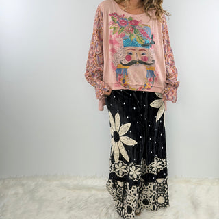 Black Daisy Velvet Pantaloons by Rare Bird