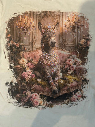 Donkey in Pink Flowers Graphic Tee