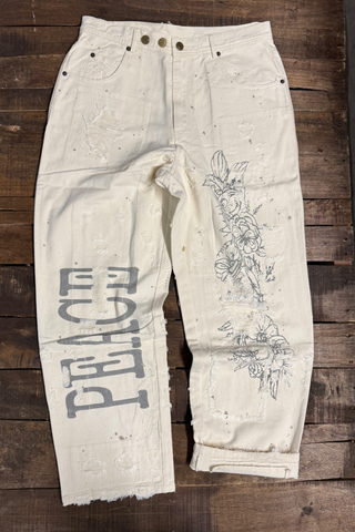 Jaded Gypsy Peace and Love Jeans - Parchment
