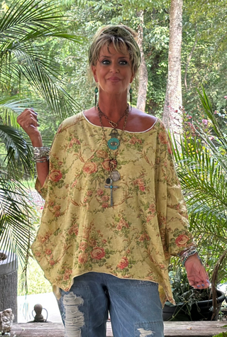 JADED GYPSY MEADOW MIST ARTISANAL COTTON Be Free TUNIC Top 