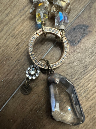 Rare Bird Gold Crystal Drop Spring Closure Necklace