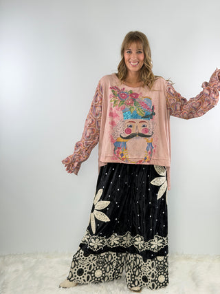 Black Daisy Velvet Pantaloons by Rare Bird