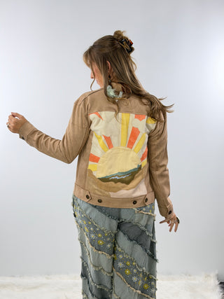 Scully Leather Jacket in Beige | Sunburst Western Leather Jacket