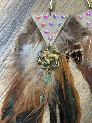 Feather and Leather Fringe Western Earrings by Jaded Gypsy