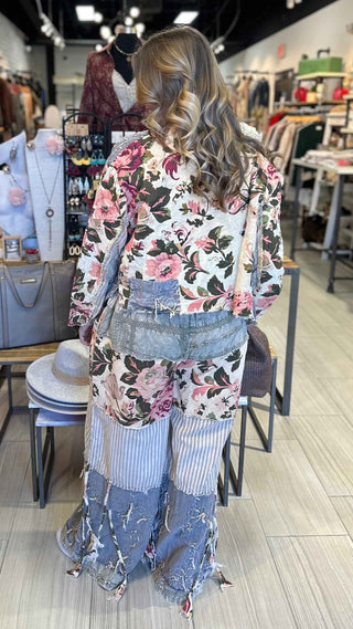 Vintage Patchwork and Crochet Chambray Jacket and Pant