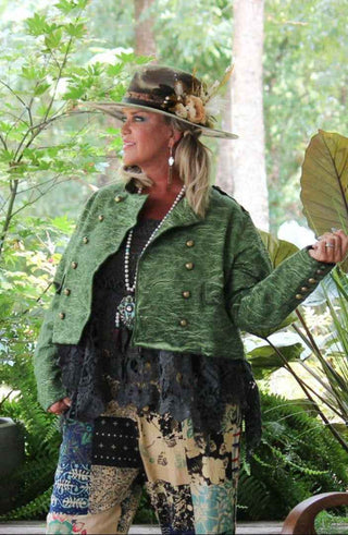 Jaded Gypsy Wandering Soul: Reversible Olive Damask Jacket