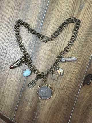 Jaded Gypsy Double-Sided Horse Coin Pendant Mixed Media Necklace