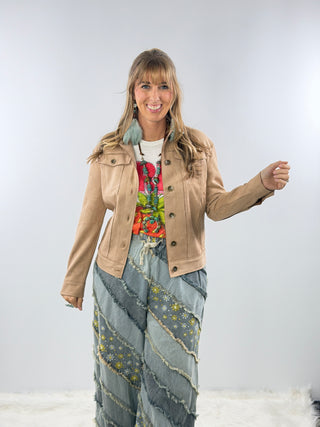 Scully Leather Jacket in Beige | Sunburst Western Leather Jacket