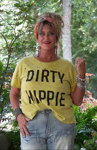 Jaded Gypsy "Dirty Hippie" Handcrafted Cotton Tee – Chartreuse