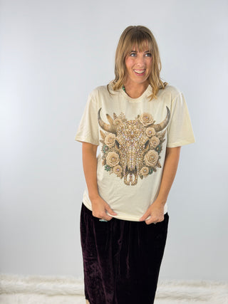 Pearl Skull Jeweled Graphic Tee