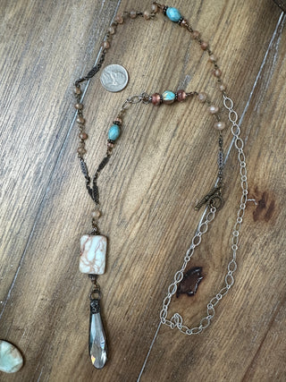 Handcrafted Amazonite Crystal Quartz Drop Wrap Necklace | One of a Kind USA