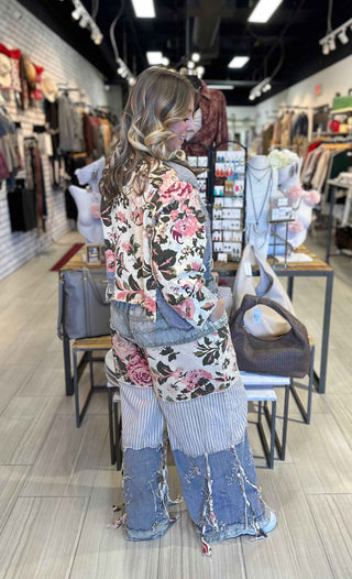 Vintage Patchwork and Crochet Chambray Jacket and Pant