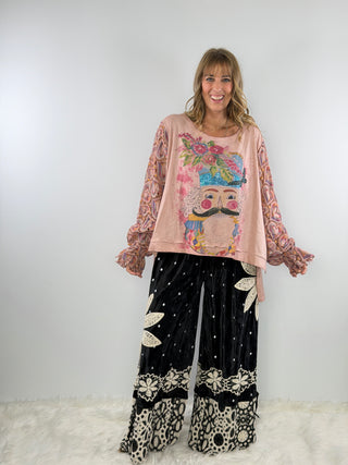 Black Daisy Velvet Pantaloons by Rare Bird